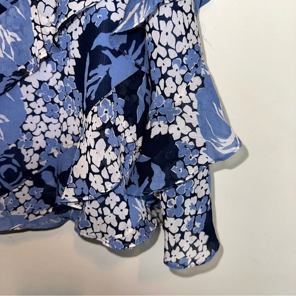 Lauren Ralph Lauren Women’s 16 Floral Tiered Lined Skirt Blue Preppy Casual Y2K - Picture 6 of 10